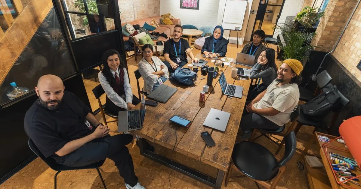 Diverse team meeting in a modern office