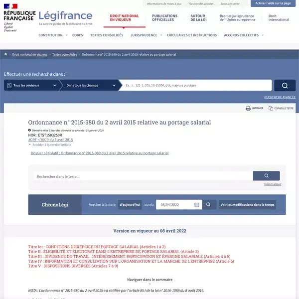 portage salarial - weepo - Ordonnance du 2 avril 2015